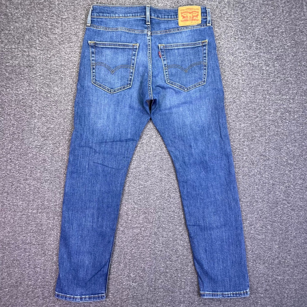 Levis 502 Jeans Mens 32x28 Blue Regular Taper Casual Stretch Denim Medium Wash - Picture 2 of 16